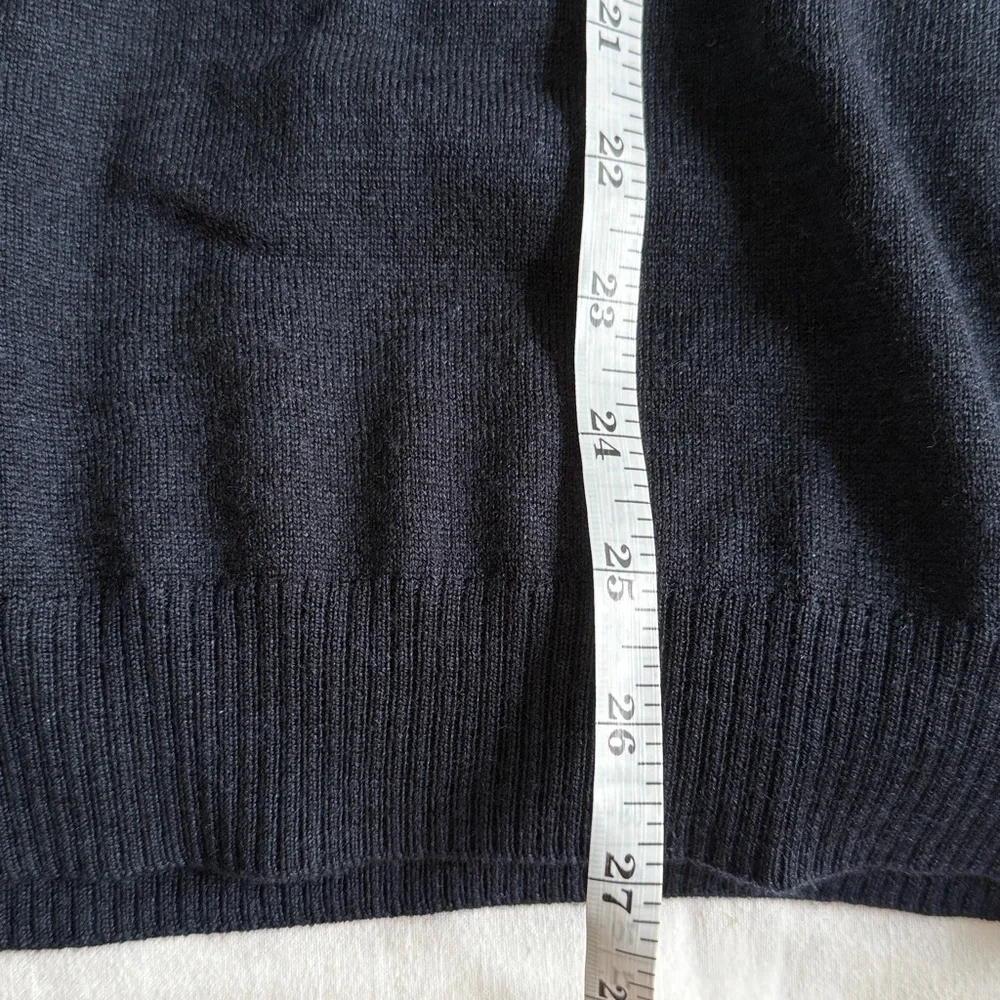 ORVIS 100% Merino Wool Navy Knit Sleeveless V Neck Sweater Vest L